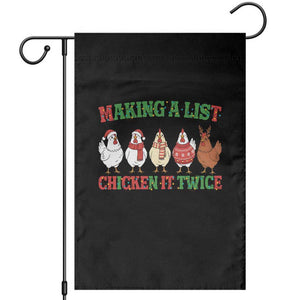 Funny Chicken Christmas Pun Garden Flag Making a List Chicken It Twice Cute Holiday Farm Animal TS02 Black Print Your Wear
