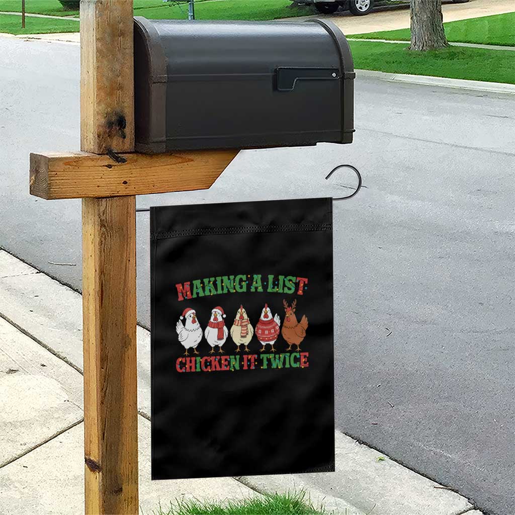 Funny Chicken Christmas Pun Garden Flag Making a List Chicken It Twice Cute Holiday Farm Animal TS02 Print Your Wear