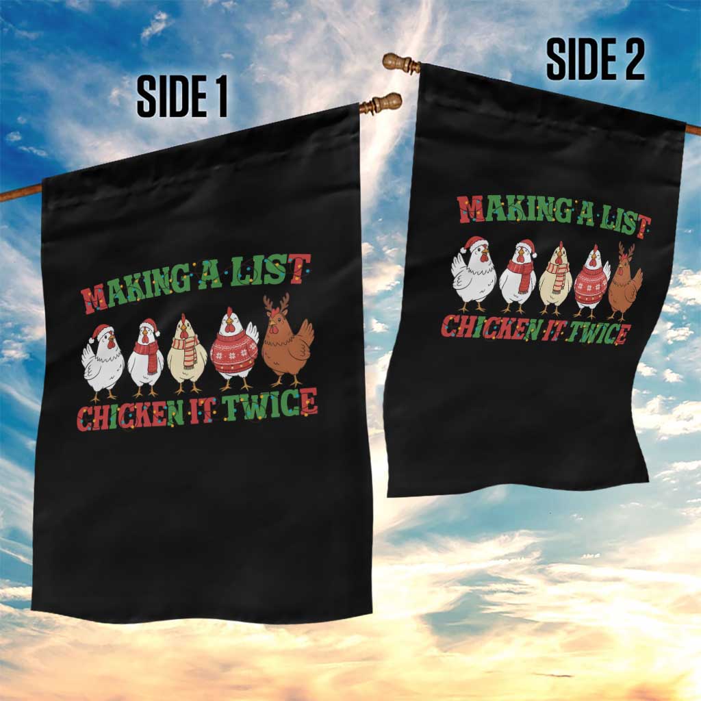 Funny Chicken Christmas Pun Garden Flag Making a List Chicken It Twice Cute Holiday Farm Animal TS02 Print Your Wear