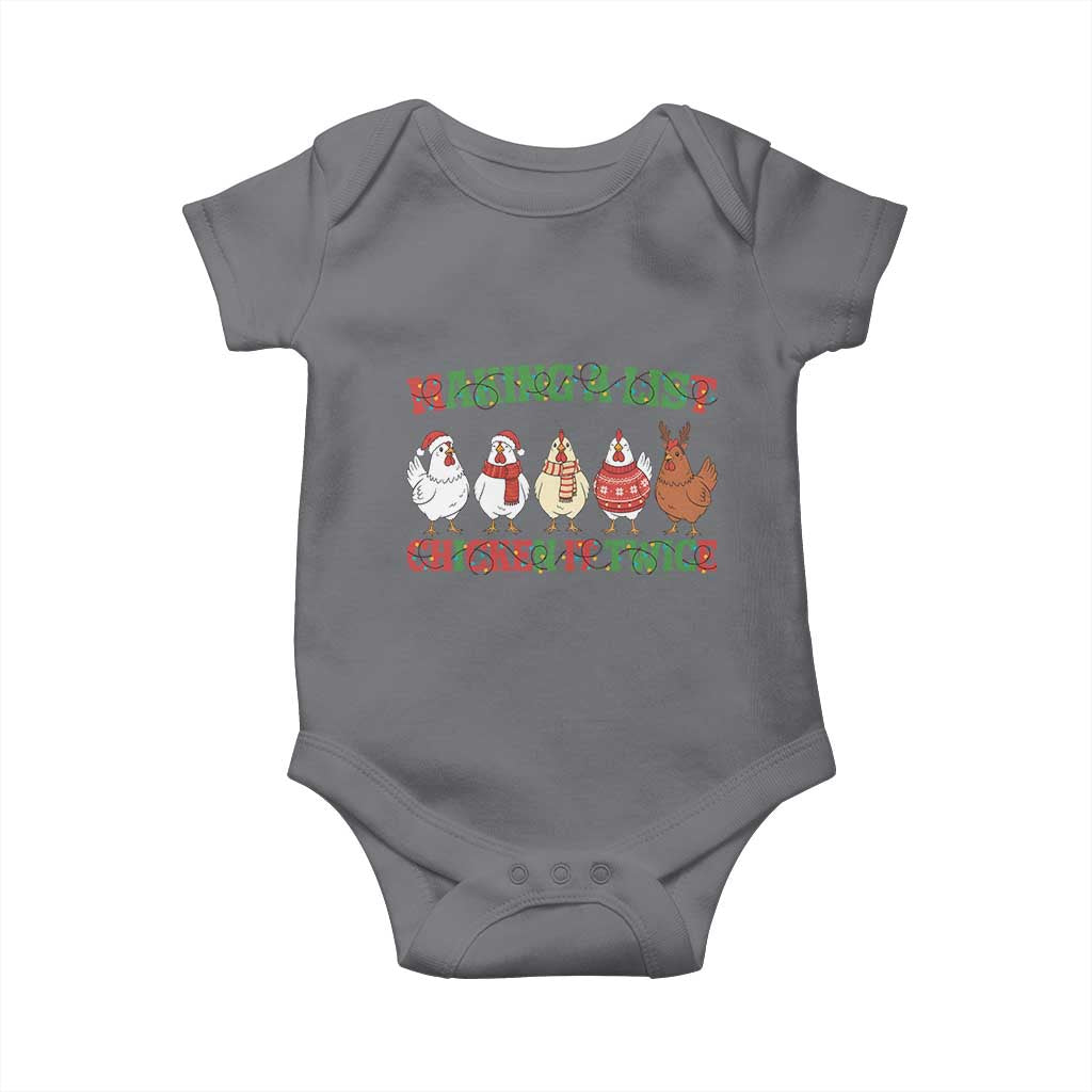 Funny Chicken Christmas Pun Baby Onesie Making a List Chicken It Twice Cute Holiday Farm Animal TS02 Charcoal Print Your Wear
