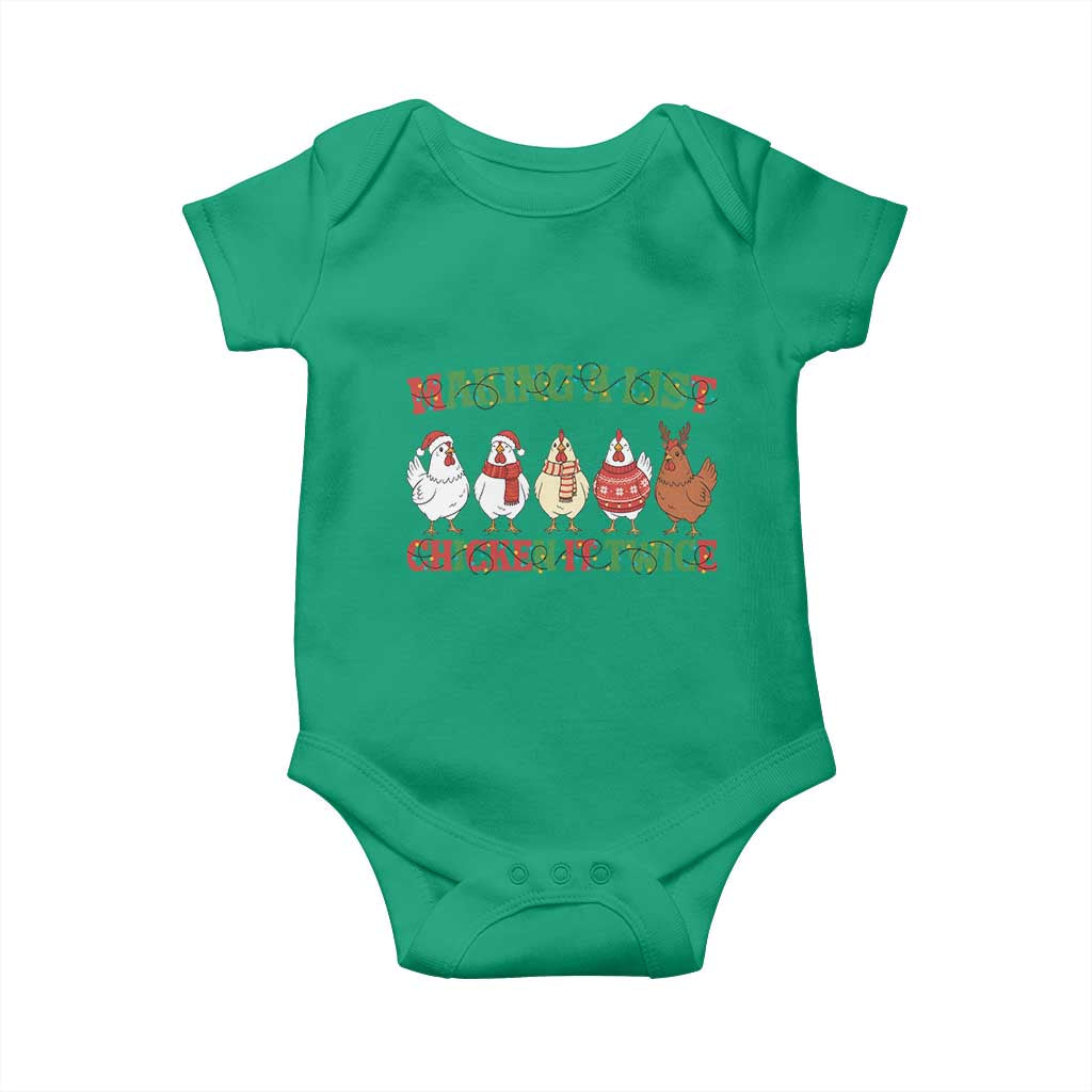 Funny Chicken Christmas Pun Baby Onesie Making a List Chicken It Twice Cute Holiday Farm Animal TS02 Irish Green Print Your Wear