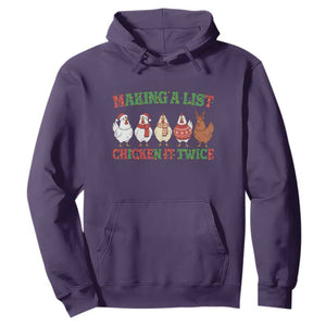 Funny Chicken Christmas Pun Hoodie Making a List Chicken It Twice Cute Holiday Farm Animal TS02 Purple Print Your Wear