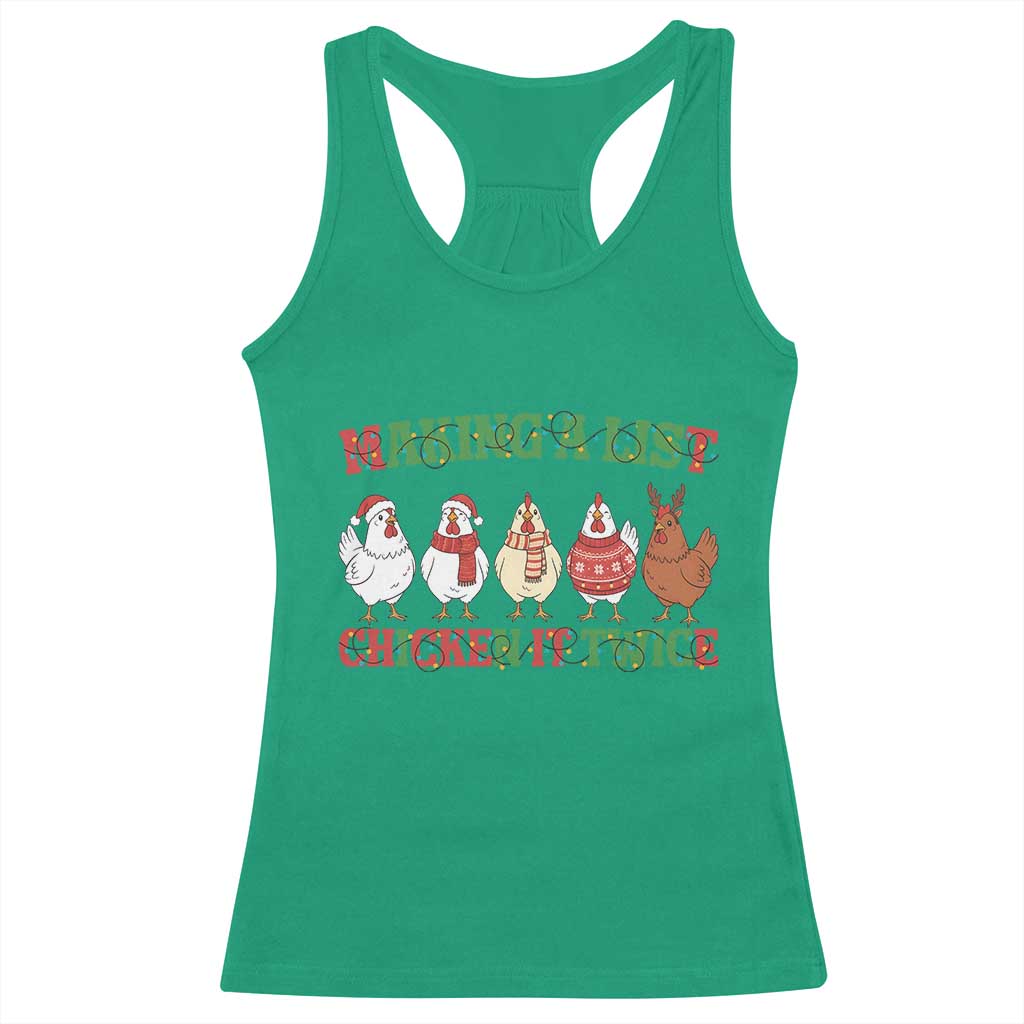 Funny Chicken Christmas Pun Racerback Tank Top Making a List Chicken It Twice Cute Holiday Farm Animal TS02 Irish Green Print Your Wear