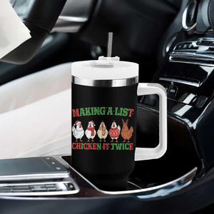 Funny Chicken Christmas Pun Tumbler With Handle Making a List Chicken It Twice Cute Holiday Farm Animal TS02 Print Your Wear
