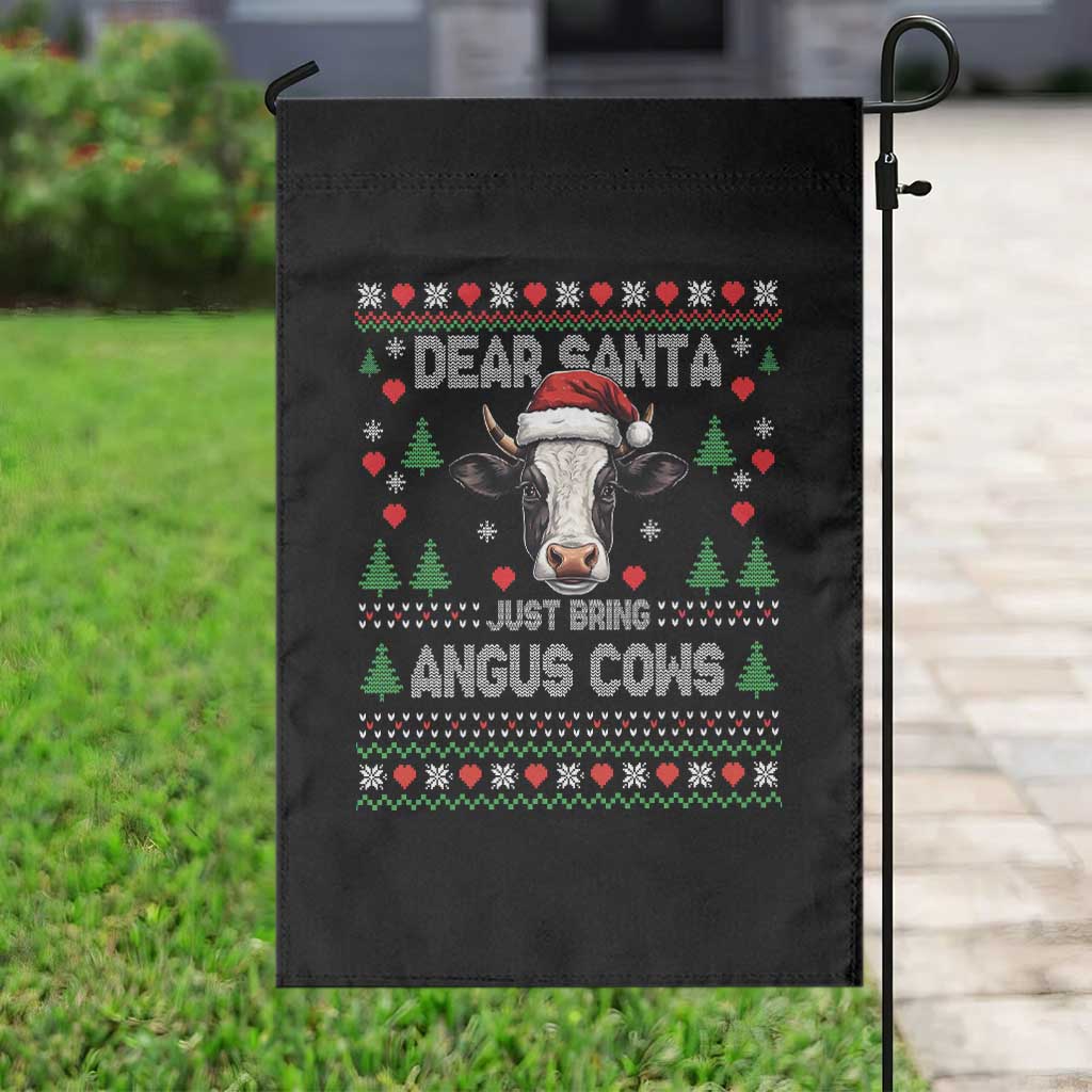 Dear Santa Angus Cow Christmas Garden Flag Funny Farm Cow Lover Holiday Farm Ugly Sweater TS02 Print Your Wear