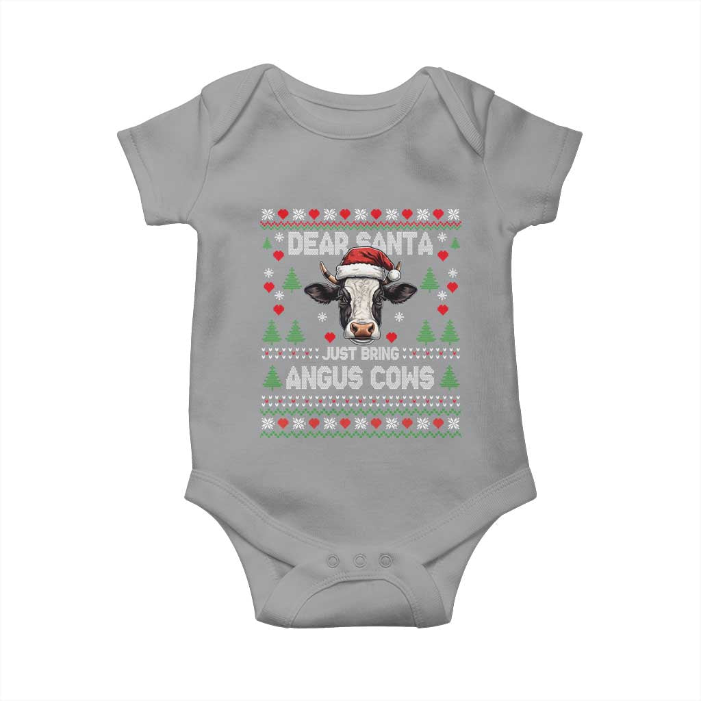 Dear Santa Angus Cow Christmas Baby Onesie Funny Farm Cow Lover Holiday Farm Ugly Sweater TS02 Sport Gray Print Your Wear