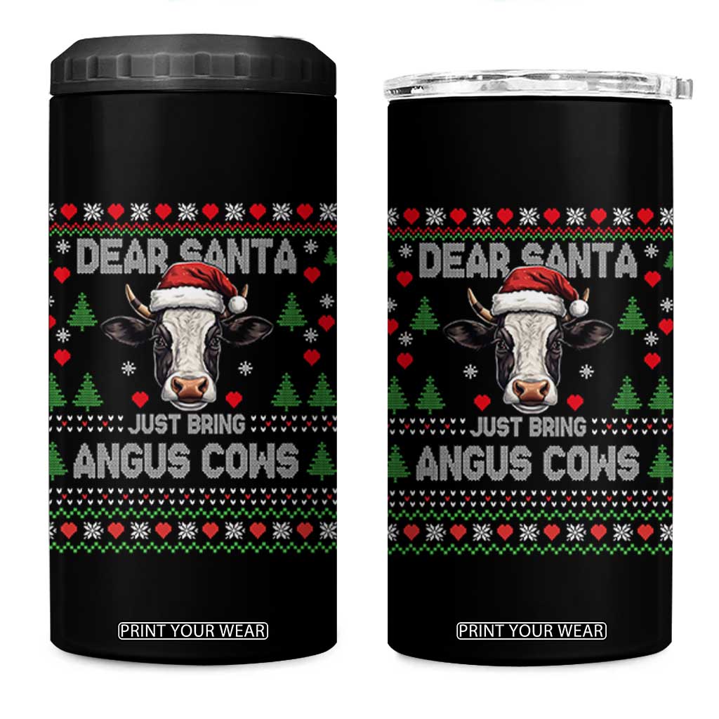 Dear Santa Angus Cow Christmas 4 in 1 Can Cooler Tumbler Funny Farm Cow Lover Holiday Farm Ugly Sweater TS02 One Size: 16 oz Black Print Your Wear