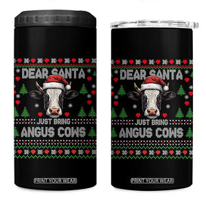 Dear Santa Angus Cow Christmas 4 in 1 Can Cooler Tumbler Funny Farm Cow Lover Holiday Farm Ugly Sweater TS02 One Size: 16 oz Black Print Your Wear