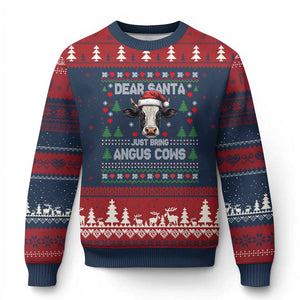 Dear Santa Angus Cow Xmas Ugly Christmas Sweater Funny Farm Cow Lover Holiday Farm Ugly Sweater TS02 Navy Red Print Your Wear