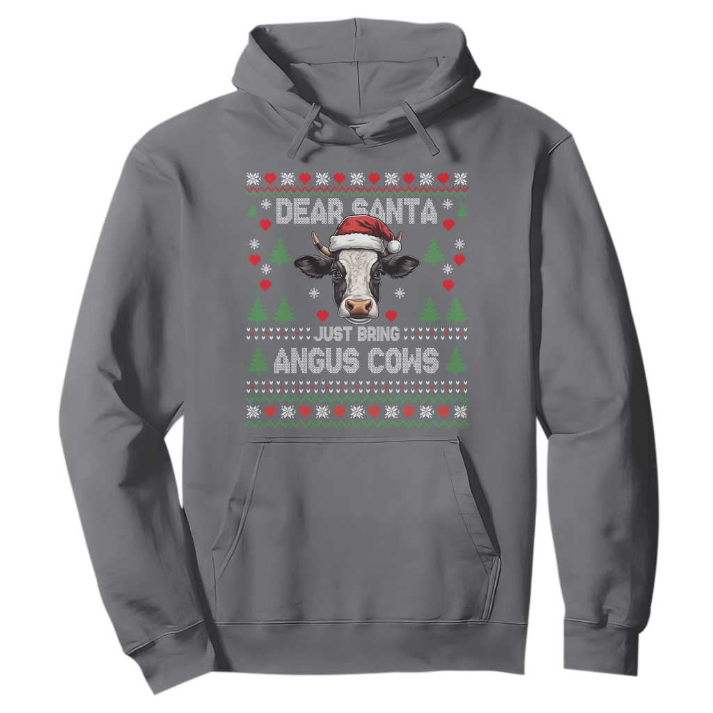 Dear Santa Angus Cow Christmas Hoodie Funny Farm Cow Lover Holiday Farm Ugly Sweater TS02 Charcoal Print Your Wear