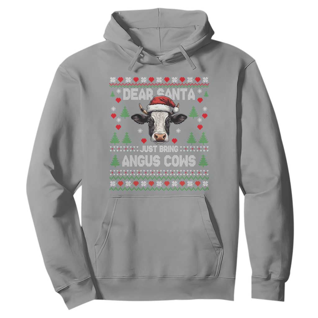 Dear Santa Angus Cow Christmas Hoodie Funny Farm Cow Lover Holiday Farm Ugly Sweater TS02 Sport Gray Print Your Wear