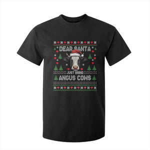 Dear Santa Angus Cow Christmas T Shirt For Kid Funny Farm Cow Lover Holiday Farm Ugly Sweater TS02 Black Print Your Wear