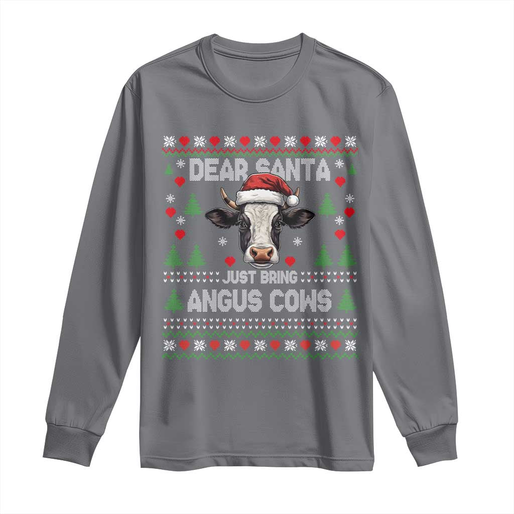 Dear Santa Angus Cow Christmas Long Sleeve Shirt Funny Farm Cow Lover Holiday Farm Ugly Sweater TS02 Charcoal Print Your Wear