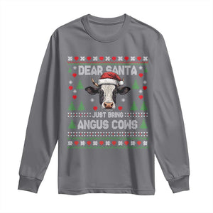 Dear Santa Angus Cow Christmas Long Sleeve Shirt Funny Farm Cow Lover Holiday Farm Ugly Sweater TS02 Charcoal Print Your Wear