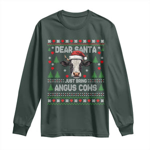 Dear Santa Angus Cow Christmas Long Sleeve Shirt Funny Farm Cow Lover Holiday Farm Ugly Sweater TS02 Dark Forest Green Print Your Wear