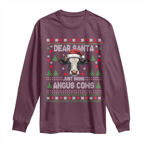 Dear Santa Angus Cow Christmas Long Sleeve Shirt Funny Farm Cow Lover Holiday Farm Ugly Sweater TS02 Maroon Print Your Wear