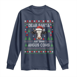 Dear Santa Angus Cow Christmas Long Sleeve Shirt Funny Farm Cow Lover Holiday Farm Ugly Sweater TS02 Navy Print Your Wear