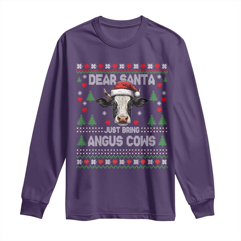 Dear Santa Angus Cow Christmas Long Sleeve Shirt Funny Farm Cow Lover Holiday Farm Ugly Sweater TS02 Purple Print Your Wear