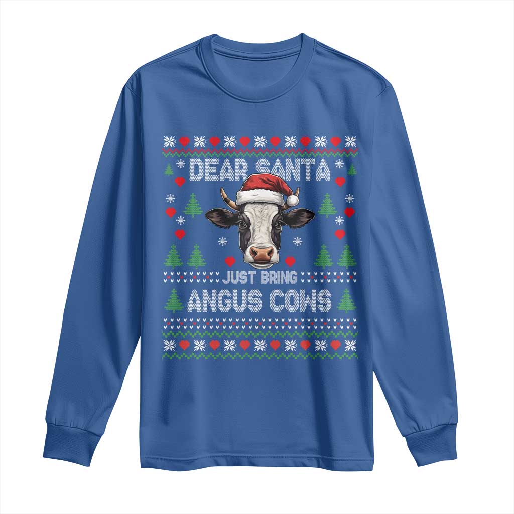 Dear Santa Angus Cow Christmas Long Sleeve Shirt Funny Farm Cow Lover Holiday Farm Ugly Sweater TS02 Royal Blue Print Your Wear