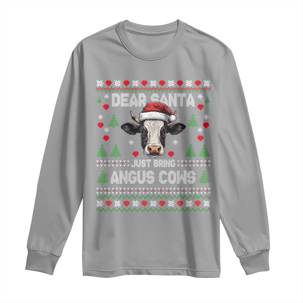 Dear Santa Angus Cow Christmas Long Sleeve Shirt Funny Farm Cow Lover Holiday Farm Ugly Sweater TS02 Sport Gray Print Your Wear