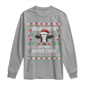 Dear Santa Angus Cow Christmas Long Sleeve Shirt Funny Farm Cow Lover Holiday Farm Ugly Sweater TS02 Sport Gray Print Your Wear