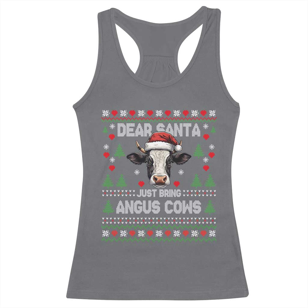 Dear Santa Angus Cow Christmas Racerback Tank Top Funny Farm Cow Lover Holiday Farm Ugly Sweater TS02 Charcoal Print Your Wear