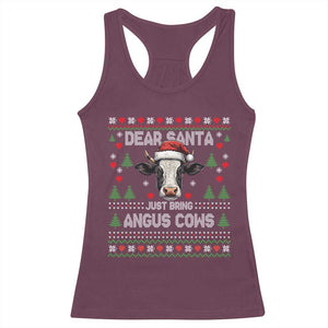 Dear Santa Angus Cow Christmas Racerback Tank Top Funny Farm Cow Lover Holiday Farm Ugly Sweater TS02 Maroon Print Your Wear