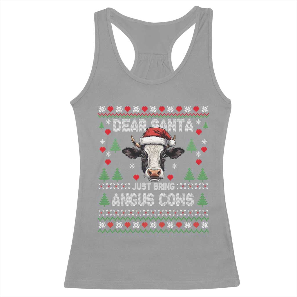 Dear Santa Angus Cow Christmas Racerback Tank Top Funny Farm Cow Lover Holiday Farm Ugly Sweater TS02 Sport Gray Print Your Wear