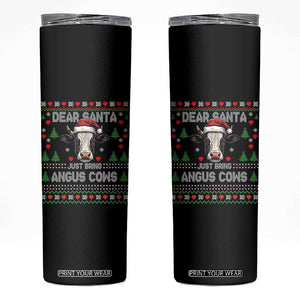 Dear Santa Angus Cow Christmas Skinny Tumbler Funny Farm Cow Lover Holiday Farm Ugly Sweater TS02 Black Print Your Wear