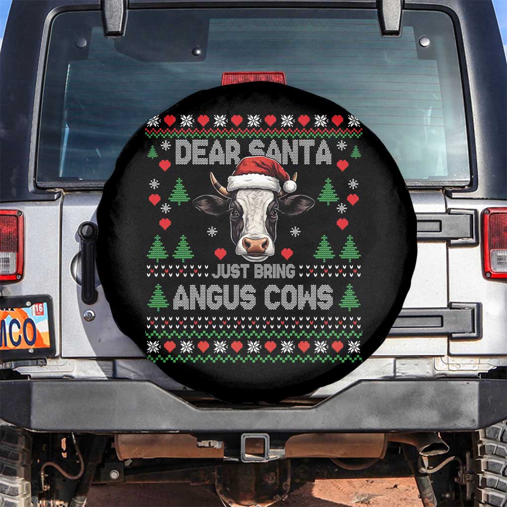 Dear Santa Angus Cow Christmas Spare Tire Cover Funny Farm Cow Lover Holiday Farm Ugly Sweater TS02 No hole Black Print Your Wear