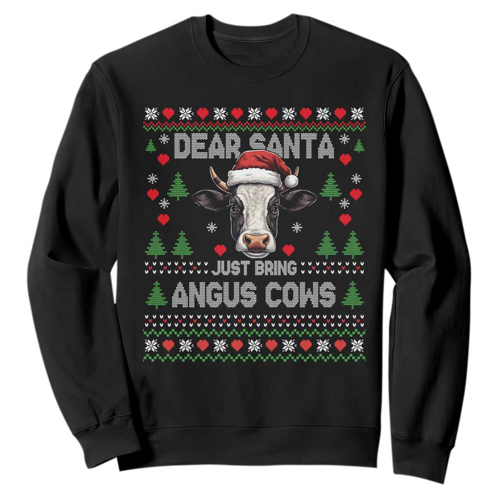 Dear Santa Angus Cow Christmas Sweatshirt Funny Farm Cow Lover Holiday Farm Ugly Sweater TS02 Black Print Your Wear