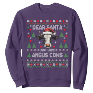 Dear Santa Angus Cow Christmas Sweatshirt Funny Farm Cow Lover Holiday Farm Ugly Sweater TS02 Purple Print Your Wear