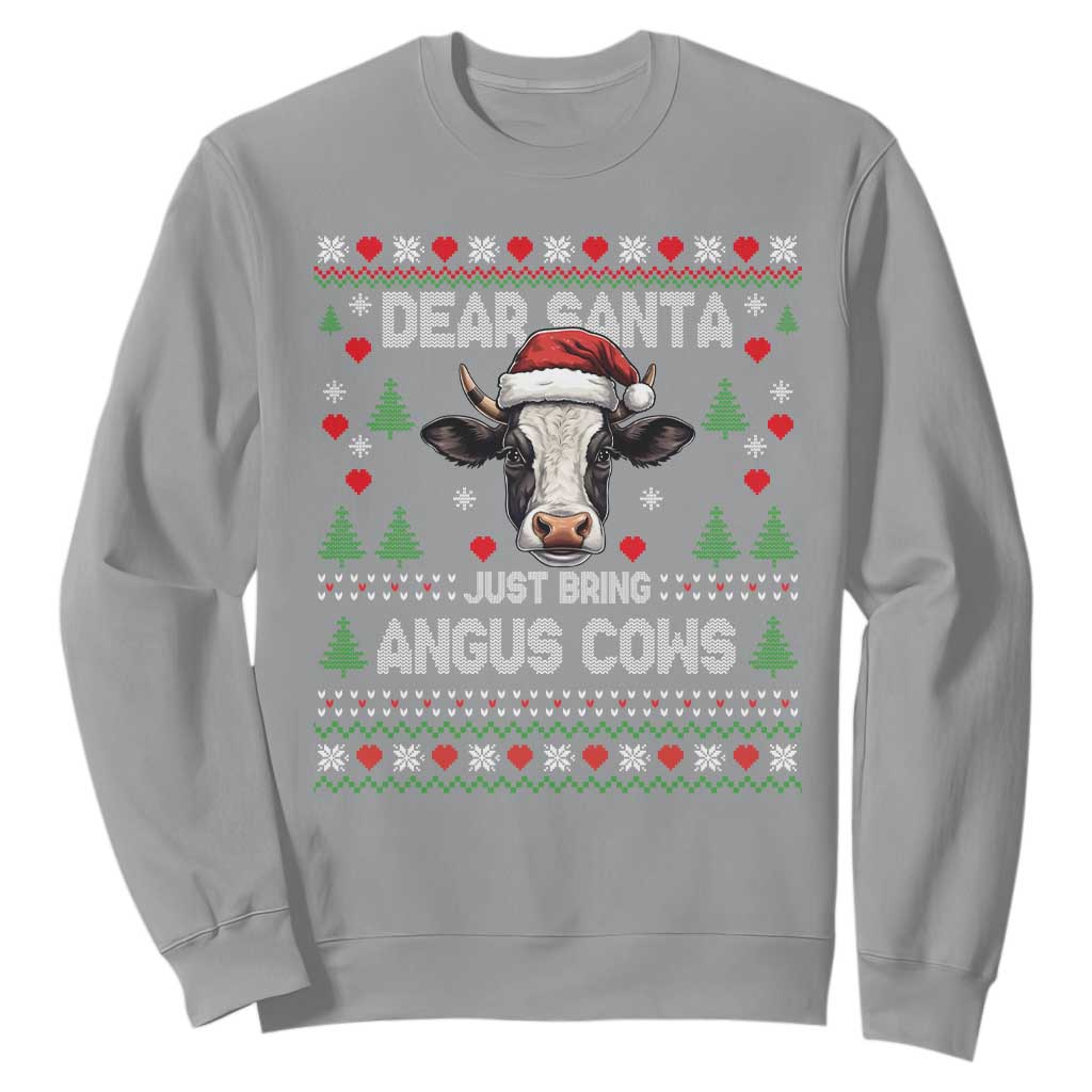 Dear Santa Angus Cow Christmas Sweatshirt Funny Farm Cow Lover Holiday Farm Ugly Sweater TS02 Sport Gray Print Your Wear