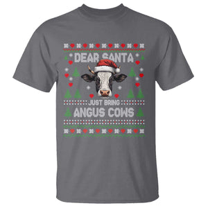 Dear Santa Angus Cow Christmas T Shirt Funny Farm Cow Lover Holiday Farm Ugly Sweater TS02 Charcoal Print Your Wear