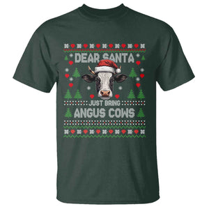 Dear Santa Angus Cow Christmas T Shirt Funny Farm Cow Lover Holiday Farm Ugly Sweater TS02 Dark Forest Green Print Your Wear