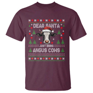 Dear Santa Angus Cow Christmas T Shirt Funny Farm Cow Lover Holiday Farm Ugly Sweater TS02 Maroon Print Your Wear