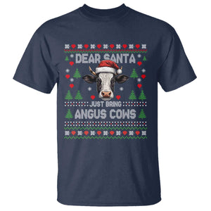 Dear Santa Angus Cow Christmas T Shirt Funny Farm Cow Lover Holiday Farm Ugly Sweater TS02 Navy Print Your Wear