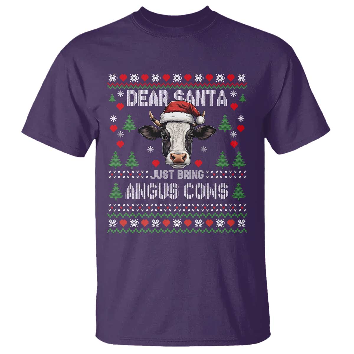 Dear Santa Angus Cow Christmas T Shirt Funny Farm Cow Lover Holiday Farm Ugly Sweater TS02 Purple Print Your Wear