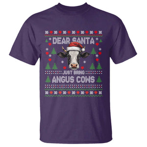 Dear Santa Angus Cow Christmas T Shirt Funny Farm Cow Lover Holiday Farm Ugly Sweater TS02 Purple Print Your Wear