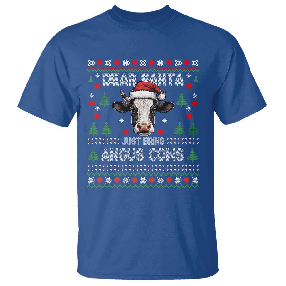 Dear Santa Angus Cow Christmas T Shirt Funny Farm Cow Lover Holiday Farm Ugly Sweater TS02 Royal Blue Print Your Wear
