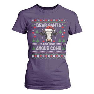 Dear Santa Angus Cow Christmas T Shirt For Women Funny Farm Cow Lover Holiday Farm Ugly Sweater TS02 Purple Print Your Wear