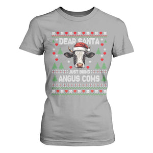 Dear Santa Angus Cow Christmas T Shirt For Women Funny Farm Cow Lover Holiday Farm Ugly Sweater TS02 Sport Gray Print Your Wear