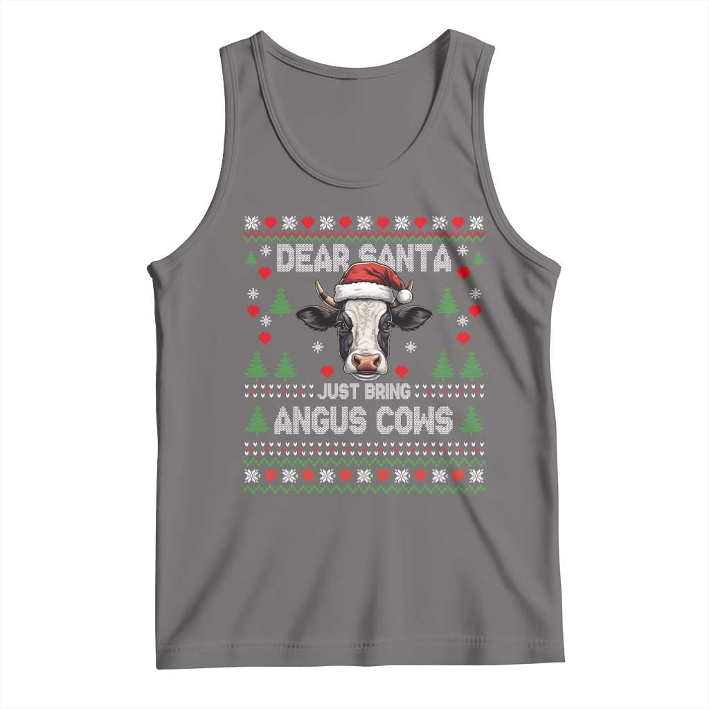 Dear Santa Angus Cow Christmas Tank Top Funny Farm Cow Lover Holiday Farm Ugly Sweater TS02 Deep Heather Print Your Wear