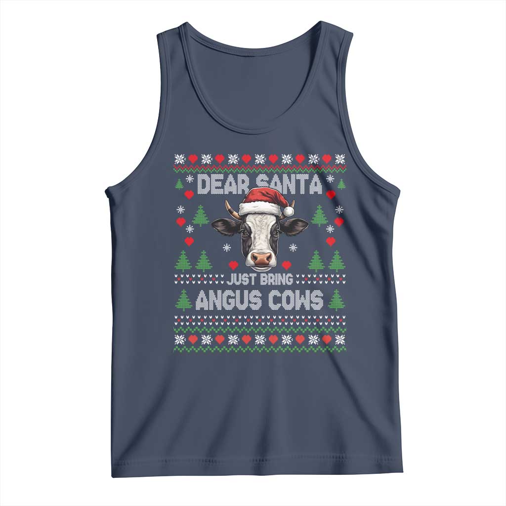 Dear Santa Angus Cow Christmas Tank Top Funny Farm Cow Lover Holiday Farm Ugly Sweater TS02 Navy Print Your Wear
