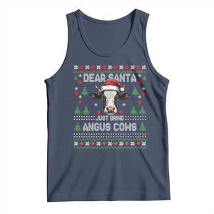 Dear Santa Angus Cow Christmas Tank Top Funny Farm Cow Lover Holiday Farm Ugly Sweater TS02 Navy Print Your Wear
