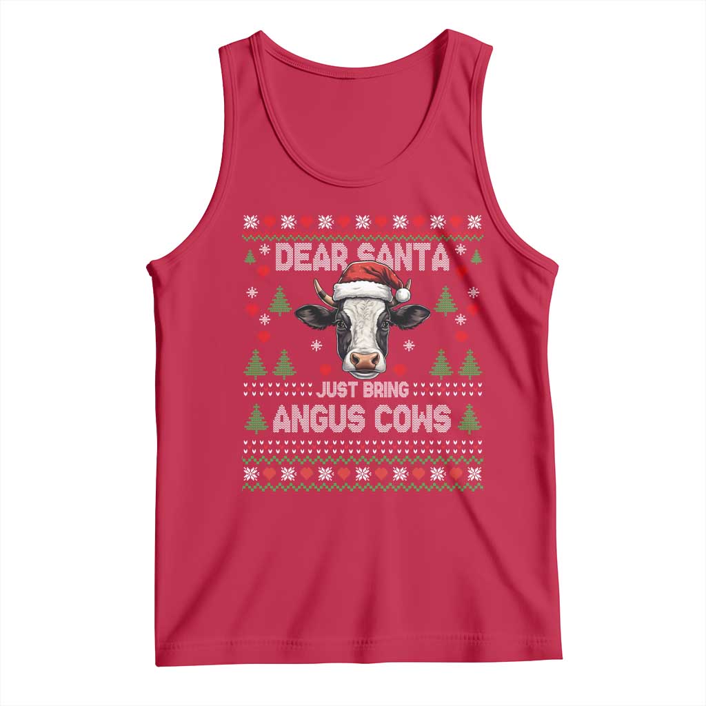Dear Santa Angus Cow Christmas Tank Top Funny Farm Cow Lover Holiday Farm Ugly Sweater TS02 Red Print Your Wear