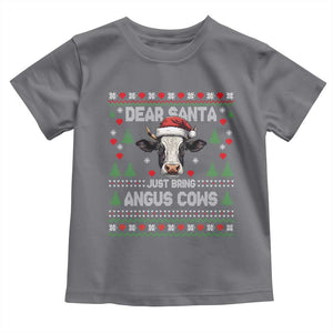 Dear Santa Angus Cow Christmas Toddler T Shirt Funny Farm Cow Lover Holiday Farm Ugly Sweater TS02 Charcoal Print Your Wear