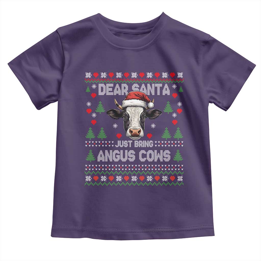 Dear Santa Angus Cow Christmas Toddler T Shirt Funny Farm Cow Lover Holiday Farm Ugly Sweater TS02 Purple Print Your Wear
