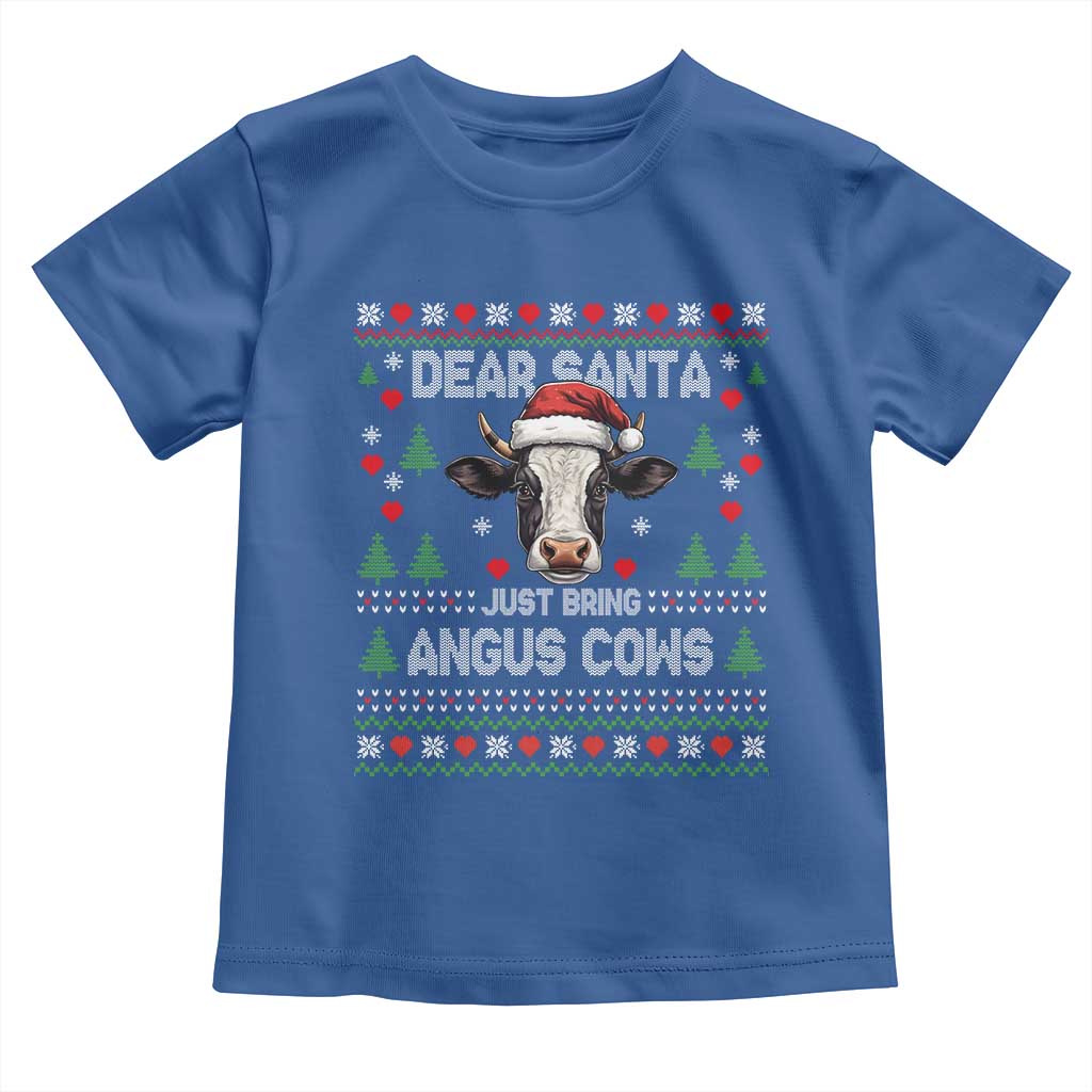 Dear Santa Angus Cow Christmas Toddler T Shirt Funny Farm Cow Lover Holiday Farm Ugly Sweater TS02 Royal Blue Print Your Wear