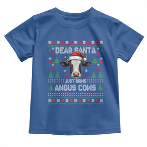 Dear Santa Angus Cow Christmas Toddler T Shirt Funny Farm Cow Lover Holiday Farm Ugly Sweater TS02 Royal Blue Print Your Wear